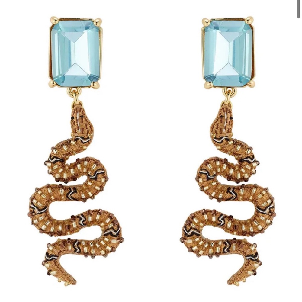 NWT Mignonne Gavigan Anthropologie Snake Drop Earring Beaded Rhinestone $275